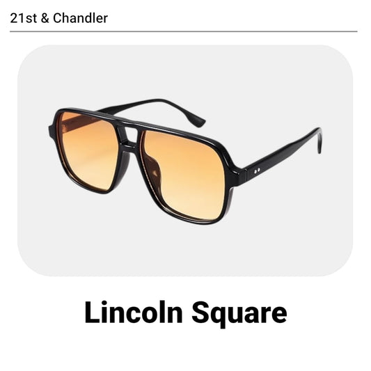 Lincoln Sqaure - Black with Brown Lens